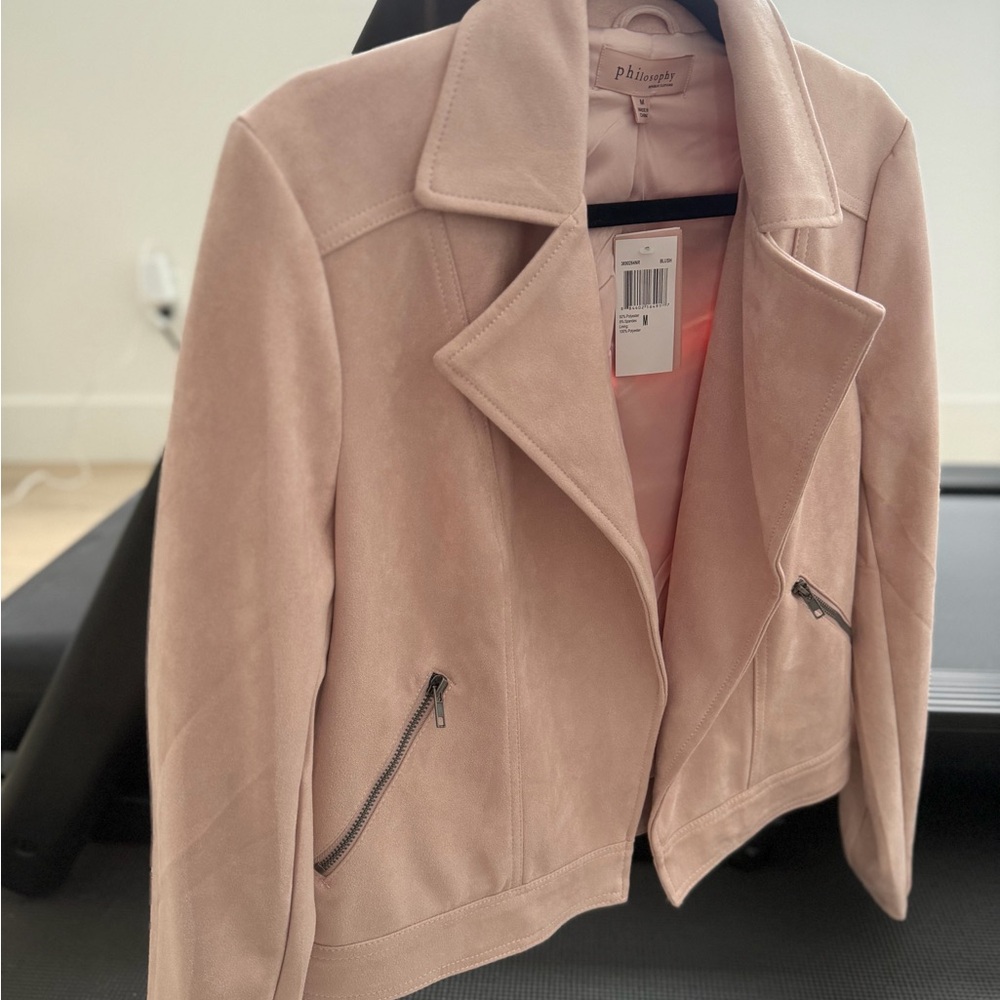 Philosophy Blush Pink Suede Moto Jacket - Picture 3 of 5